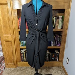 3/4 Sleeve stretchy dress with front tie detail